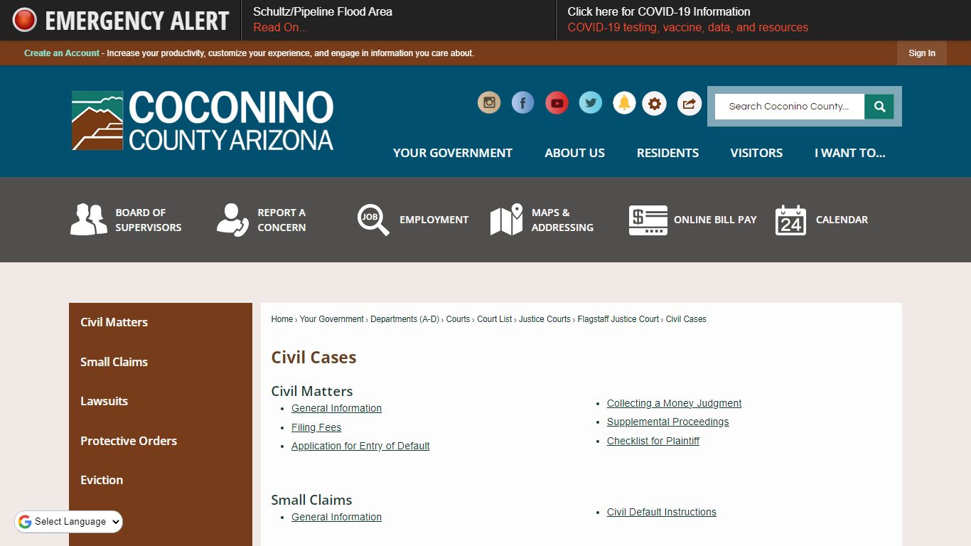 Civil Cases | Coconino - Coconino County, Arizona